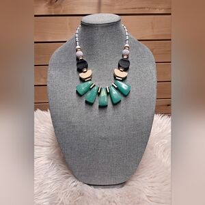 Anthropologie Turquoise and Gold Statement Necklace